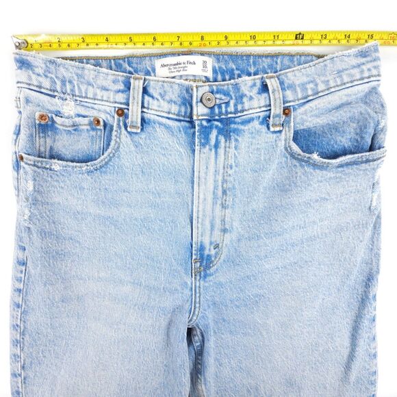 ABERCROMBIE 90s Straight Ultra High Rise Jeans Light Wash Y2k Clean Girl Minimal - Picture 3 of 8
